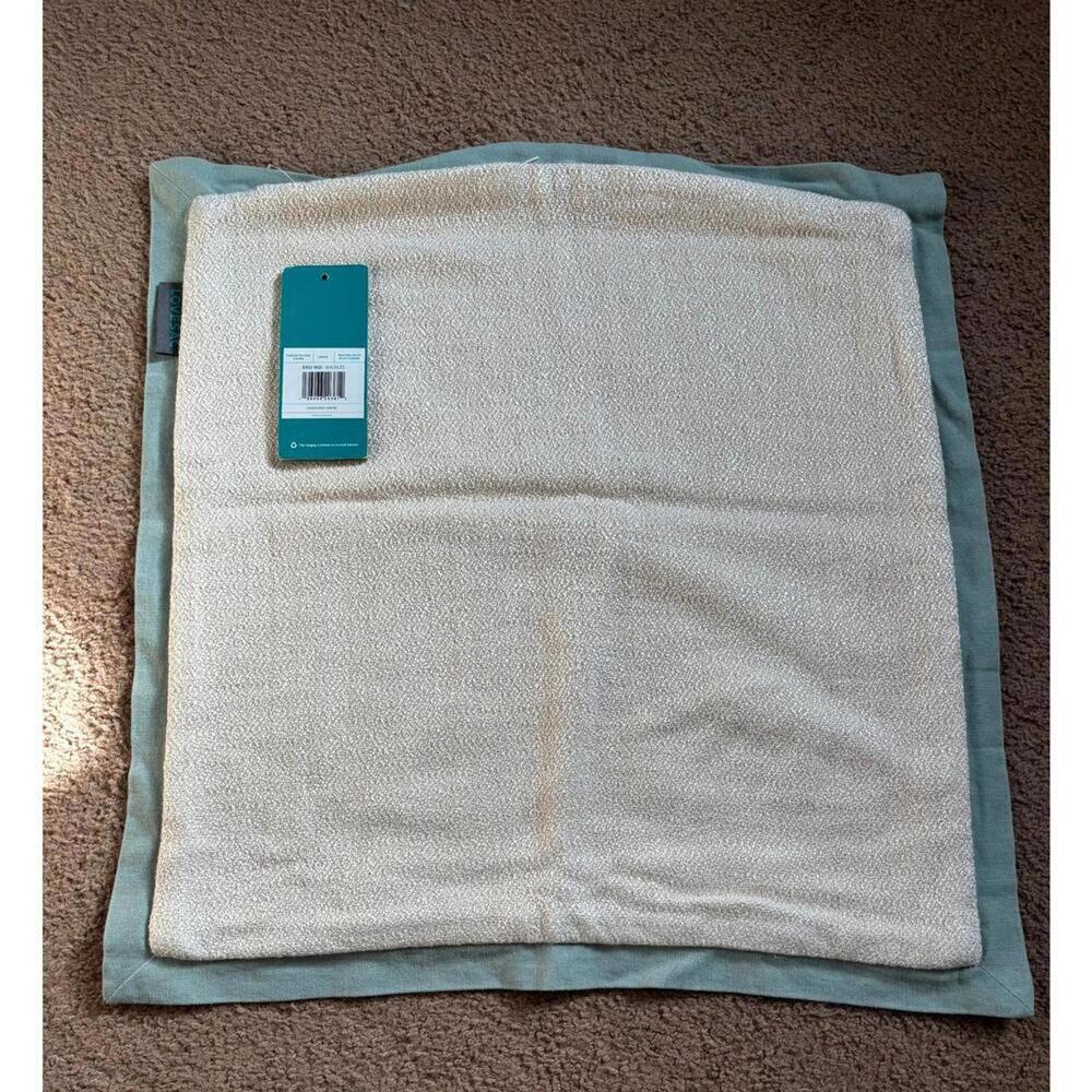 LOVESAC 18x18 Throw Pillow Cover NWT Blue Flange